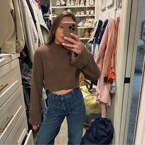 Brown Knit Cropped Sweater
